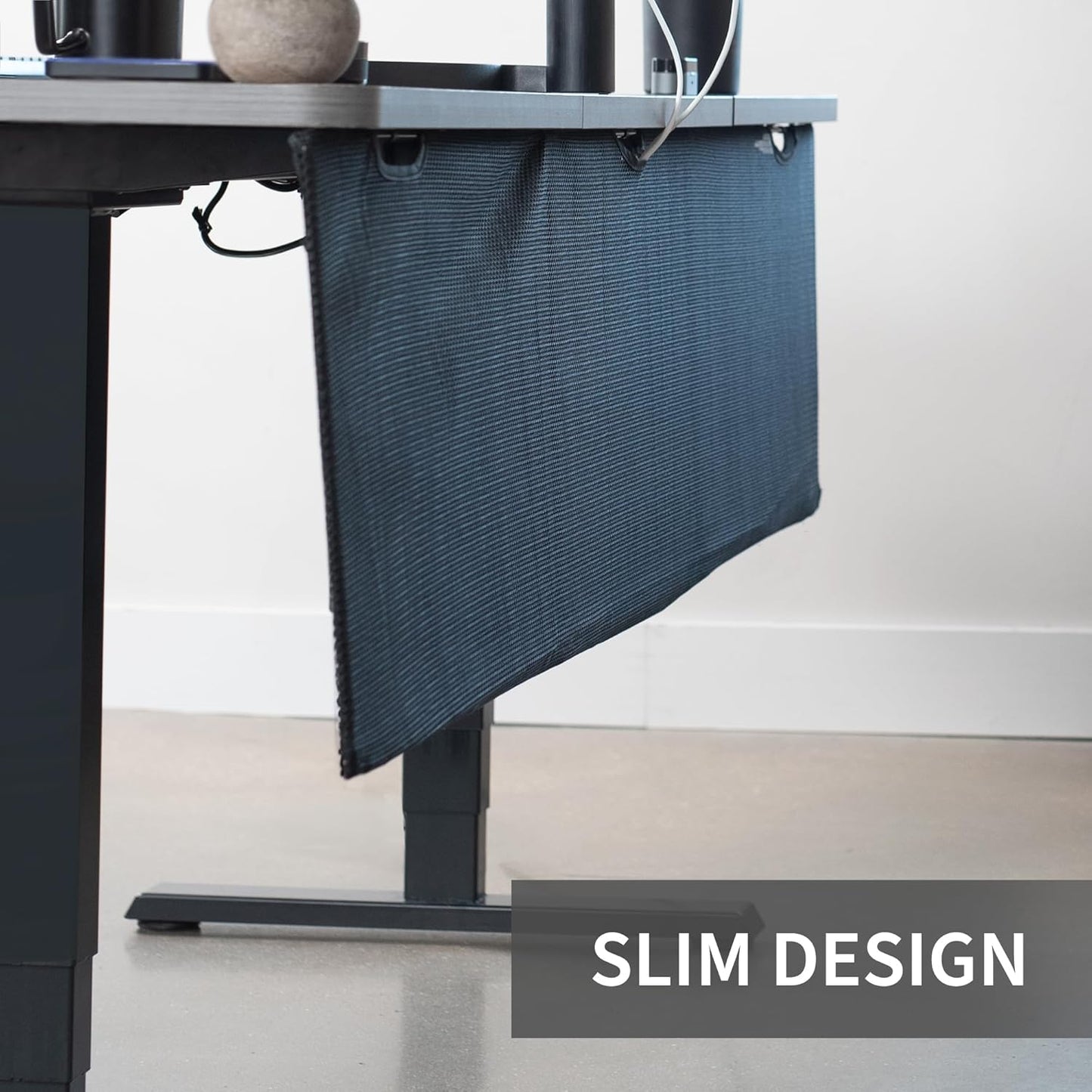 VIVO 60 inch Under Desk Privacy and Cable Management Organizer Sleeve, Wire Hider Kit Panel System, Black, DESK-SKIRT-60