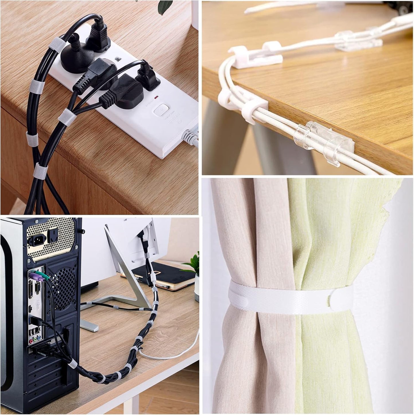 ELII 328Pcs Cable Management Kit, 8 Magnetic Cable Holder,69Adhesive Cable Clips,4 Cable Sleeve Split,22Reusable Cable Strap,200 Nylon Cable Zip Ties with 25 Mounts TV Office (Black)