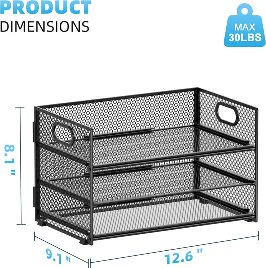 Marbrasse 3 Tier Paper Organizer Letter Tray, Mesh File Organizer with Handle, Paper Sorter Desk Organizer for Home Office Supplies