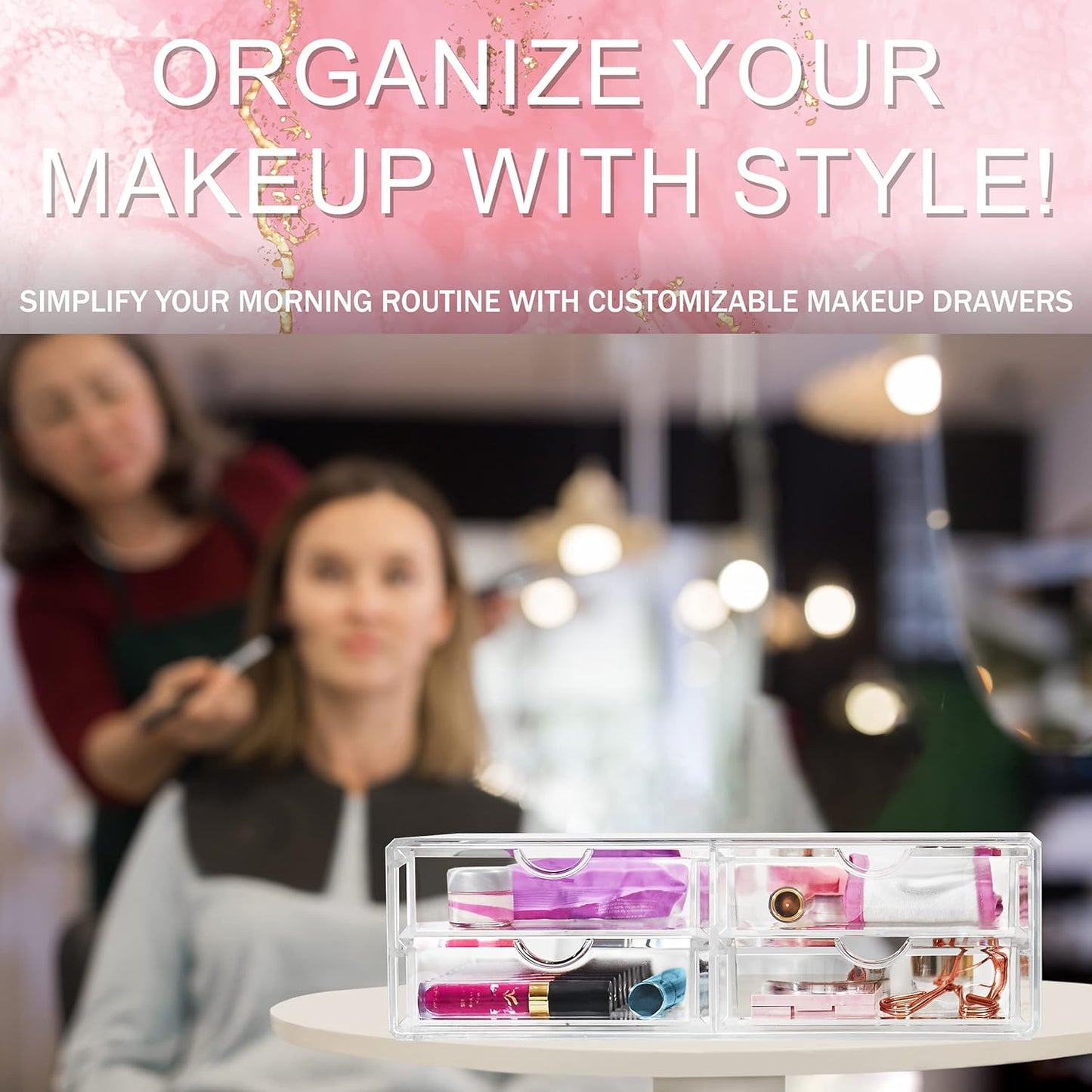 Sorbus Large Stackable Acrylic Drawers - 1 Clear Storage Drawers for Organizing Make up, Nail Polish, Hair Accessories, and Beauty Supplies - Makeup Organizer for Vanity, Bathroom Organizer Countertop
