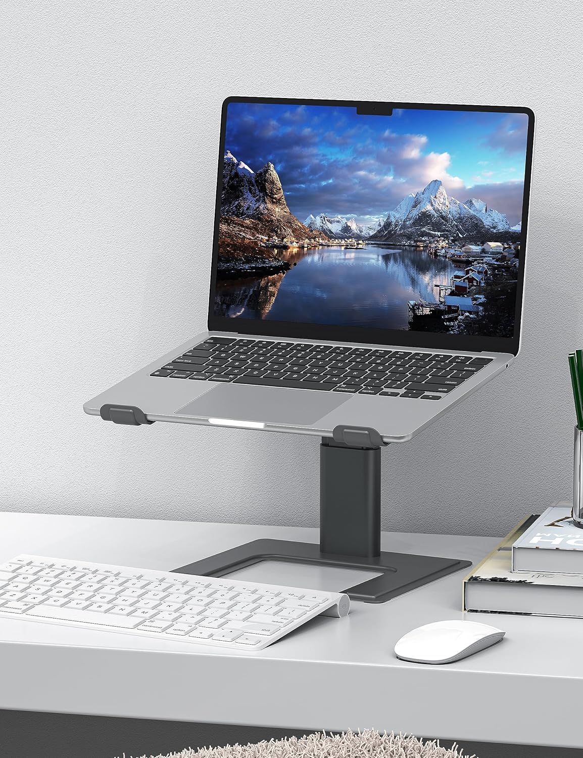 ALASHI Laptop Stand for Desk, Computer Stand Adjustable Height, Ergonomic Notebook Laptop Riser, Aluminum Metal Holder Compatible with 10 to 17.3 Inches Notebook PC Computer, Black
