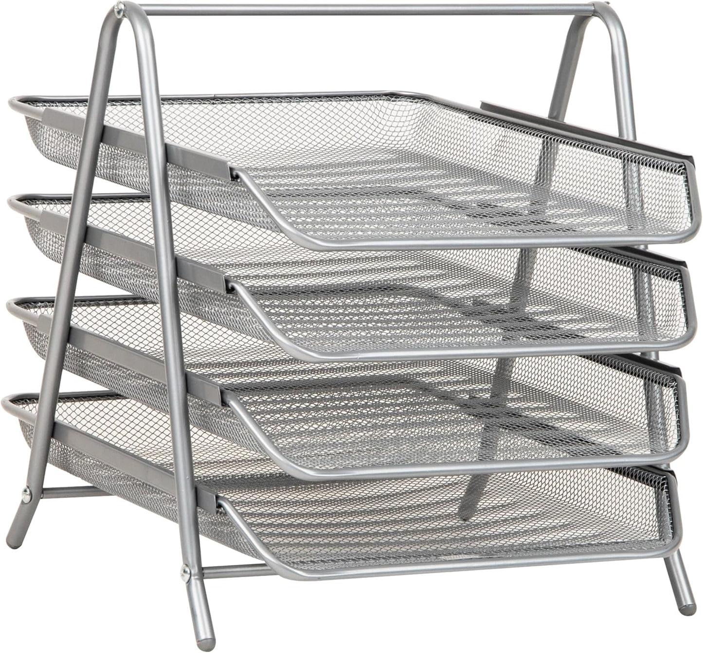 Mind Reader 4-Tier Paper Tray, Desktop Organizer, File Storage, Workspace, Office, Metal Mesh, 12"L x 13.75"W x 12.5"H, Black