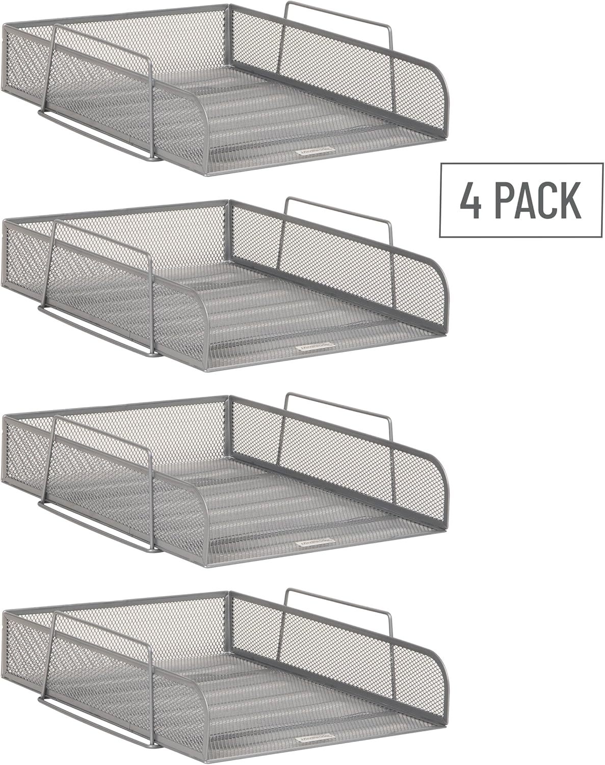 Mind Reader Stackable Paper Tray, Desktop Organizer, File Storage, Office, Metal Mesh, 10.5" L x 13.5" W x 11.25" H, 4 Pcs., Pink