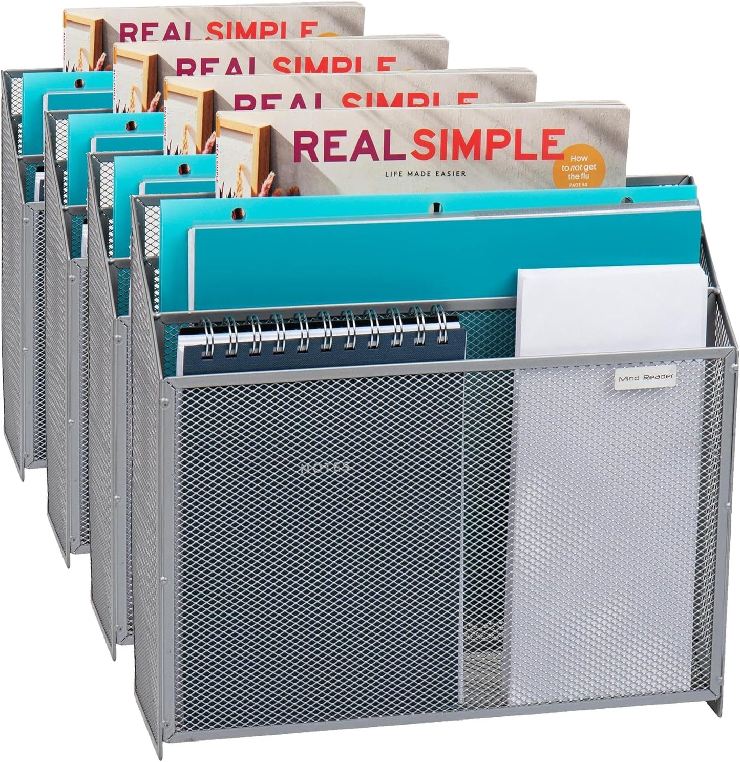 Mind Reader Vertical File Storage, Desktop Organizer, Wall Mount, Office, Metal Mesh, Black