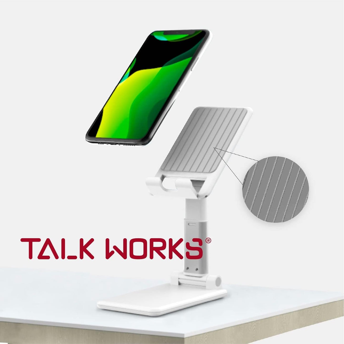 Adjustable Cell Phone Desk Mount Compatible w/iPhone 15/15 Pro/15 Pro Max, 14/14 Plus/14 Pro/14 Pro Max, 13/13 Pro/13 Pro Max - Flexible Stand for Office, Home, Tabletop (Black)