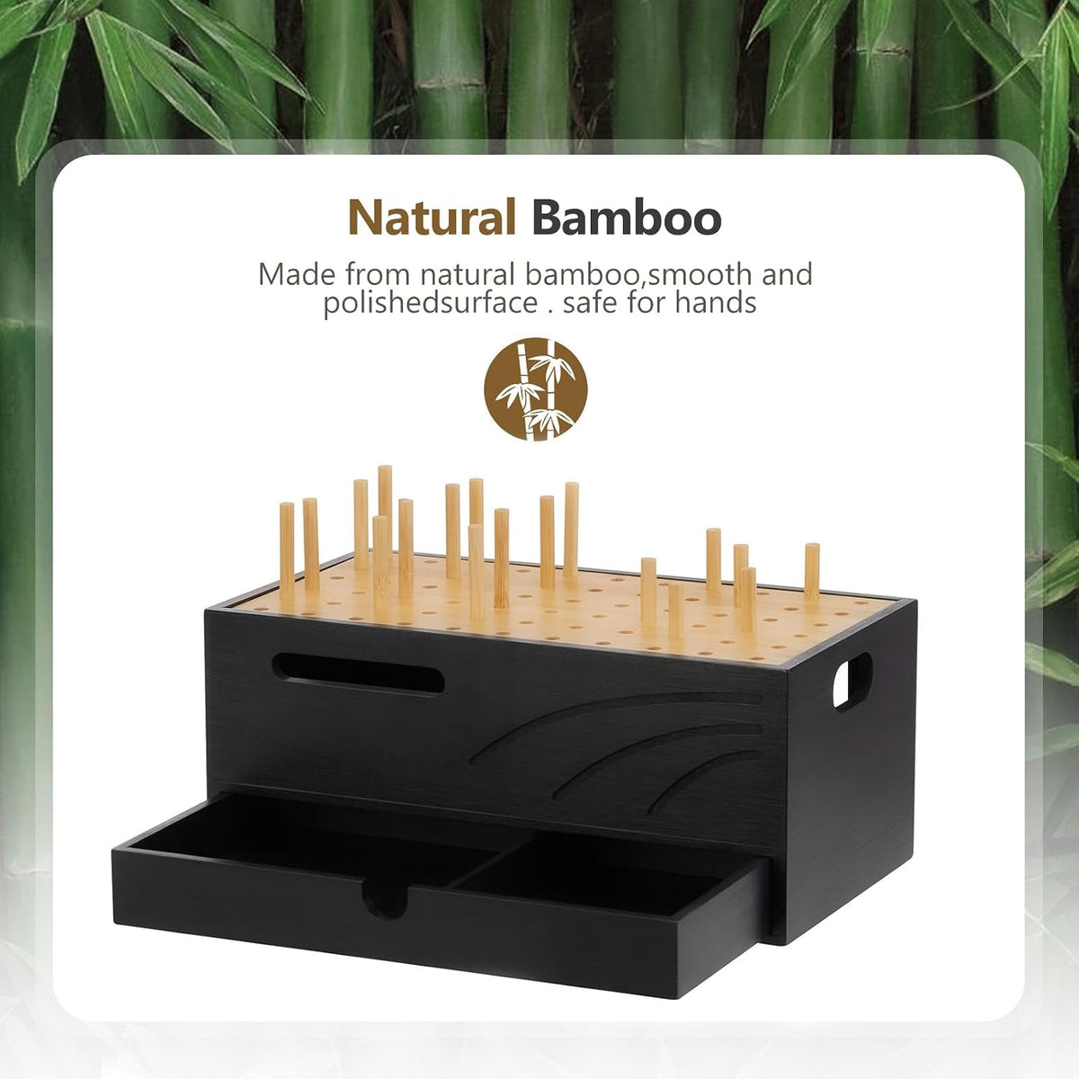 Bamboo Charging Station for Multiple Devices, 12.9" with Drawer
