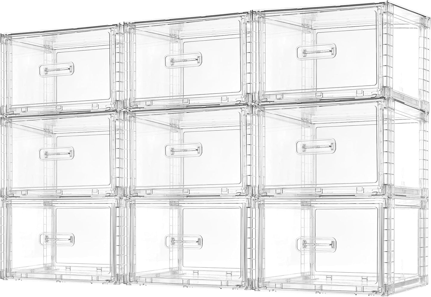 4 Pack Clear Stackable Storage Drawers 15QT, Easily Assemble Closet Organizers,Plastic Storage Bins for Bathroom,Cabinet,Kitchen Pantry,Under Sink Organization(Medium)