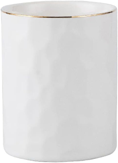 Ceramic Pen Holder Stand Cup Pencil Holder Organizer Makeup Brush Holders for Home Office Desk (White)