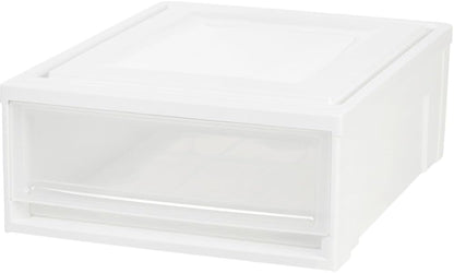 IRIS USA 22 Qt Under Bed Storage Drawer, Stackable Plastic Organizer Bin, Smooth-Glide Sliding Drawer, 4 Pack, White