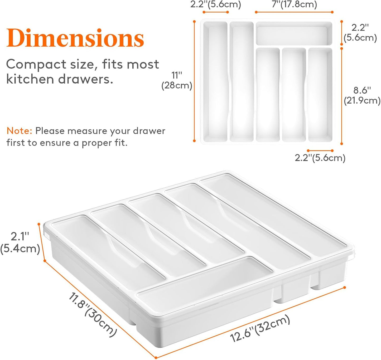 Silverware Organizer with Lid, Covered Utensil Tray for Kitchen Drawer and Countertop, Plastic Cutlery and Flatware Storage Box for Spoons Forks Knives Holder Case, 12.6x11.8", Black