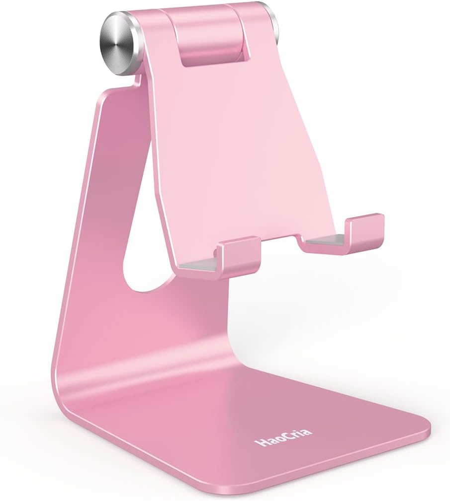 Cell Phone Stand for Desk- Adjustable Phone Stand Holder, Cradle, Dock, Desktop Stand for iPhone 17 16, 15, 14, Plus, Pro, Pro Max, 13 12 X XS,4-8" Phones, Office Accessories (Rose Gold)