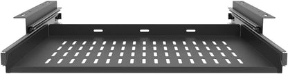 JINGCHENGMEI 21 inch Sliding Under Desk Laptop Mount with Air Vents, Metal Under Desk Slide Out Tray for Laptop (21 Inch)