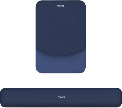 MOSISO Wrist Rest Support for Mouse Pad&Keyboard Set, Rectangular Ergonomic Mousepad Non-Slip Base Home/Office Pain Relief&Easy Typing Pad with Neoprene Cloth&Raised Silicone Lining, Green