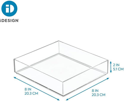 iDesign Plastic Makeup Drawer Organizer Tray - Vanity Organizer or Desk Drawer Organizer - Set of 2 - Clear
