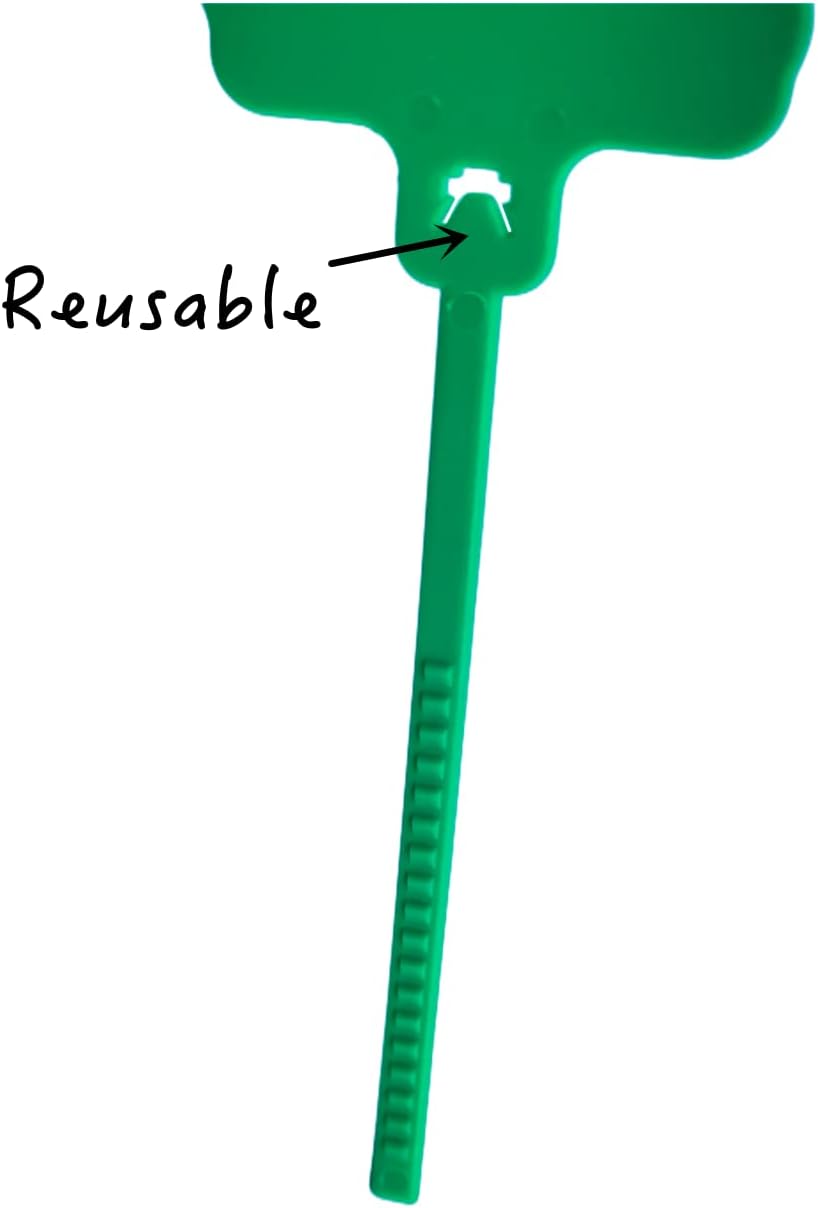 100pcs Reusable Blank Plastic Tags Ties Key Tags 1.45"*2.48" Serrated Tension Sealing Strap with Large Label Plastic Tie Mark Label Waterproof Hang Sign Write on Tag (Red, 100pcs)