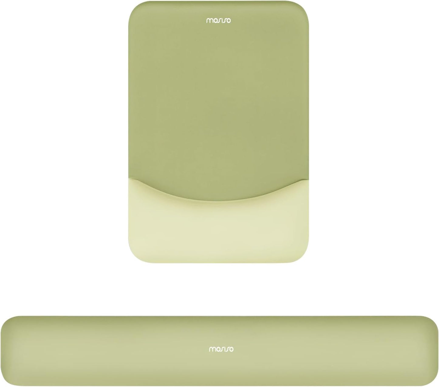 MOSISO Wrist Rest Support for Mouse Pad&Keyboard Set, Rectangular Ergonomic Mousepad Non-Slip Base Home/Office Pain Relief&Easy Typing Pad with Neoprene Cloth&Raised Silicone Lining, Green