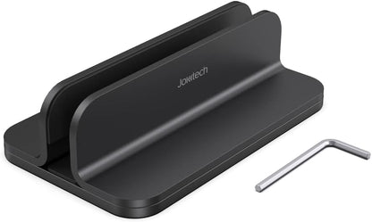 JOKItech Aluminum Laptop Vertical Stand Organizer, Sturdy Laptop Computer Holder Desktop Stand Compatible with new Retina Apple MacBook Pro/Air/Neo, Mac mini & iPad Pro - Black