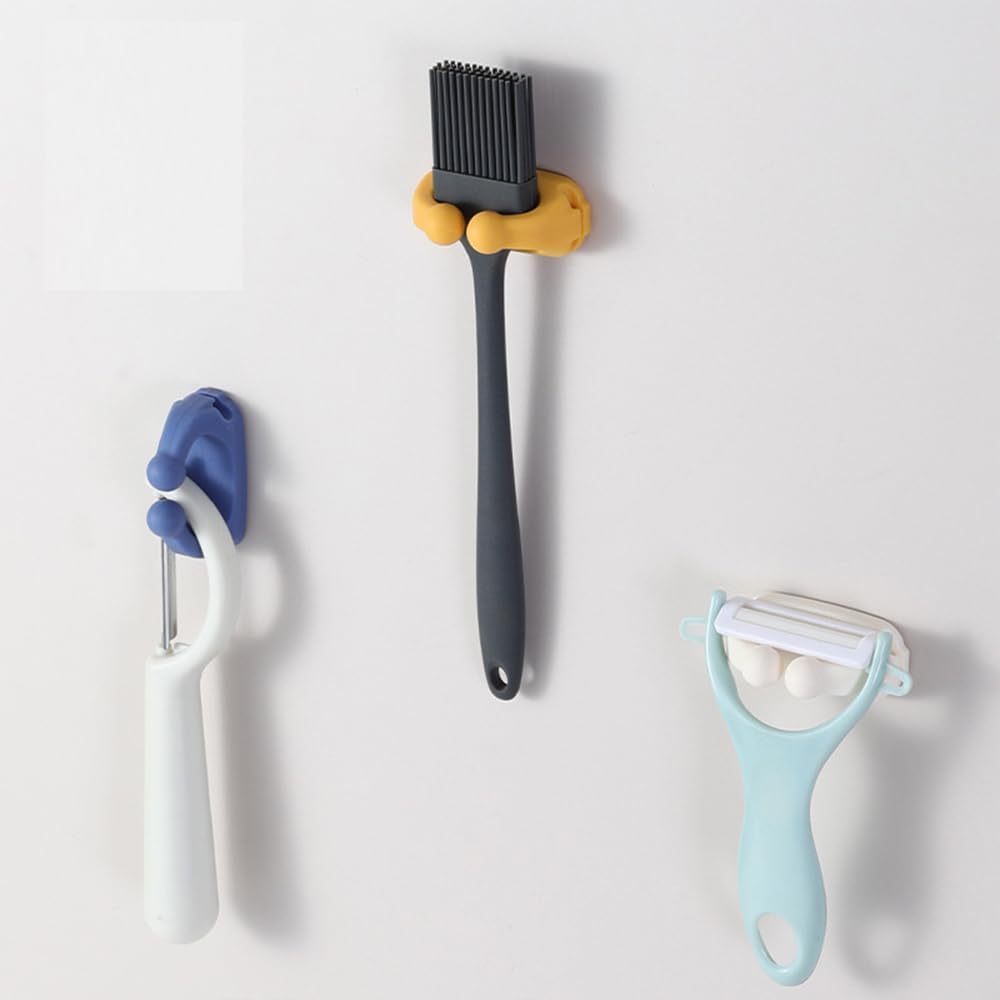 Silicone Toothbrush Holders - 4 Pcs Razor Hooks Adhesive Wall Mounted for Hanging Towel Key Plug Cable, Utility Decor Stick to Dorm Room Essentials Function for Kitchen Bathroom Home Office