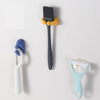 Silicone Toothbrush Holders - 4 Pcs Razor Hooks Adhesive Wall Mounted for Hanging Towel Key Plug Cable, Utility Decor Stick to Dorm Room Essentials Function for Kitchen Bathroom Home Office