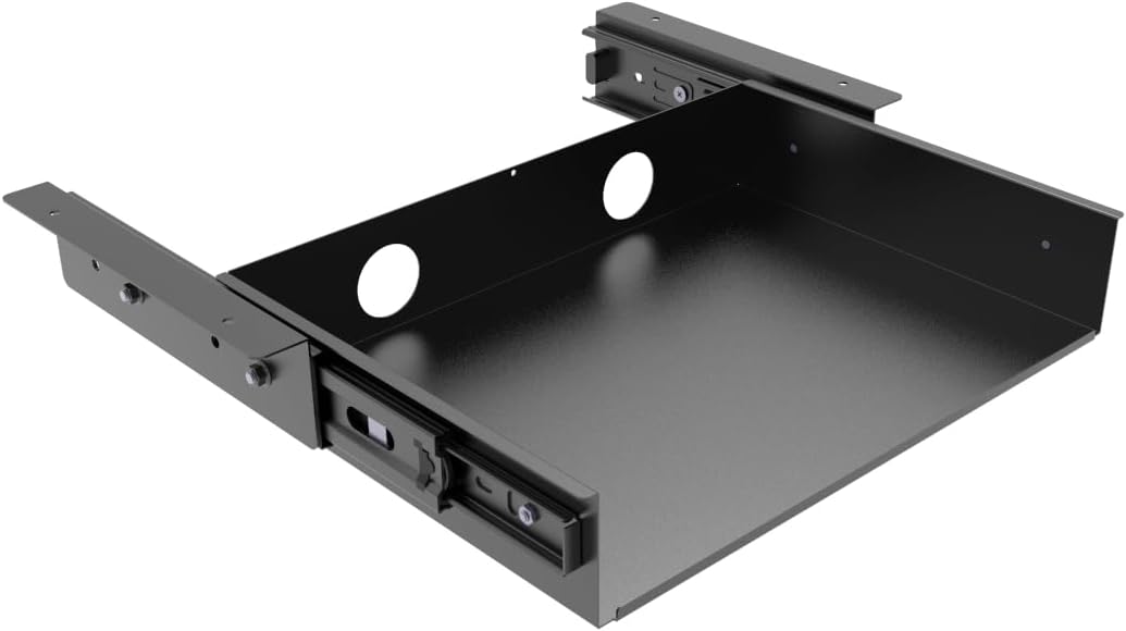 13 inch Under Desk Slide Out Storage Shelf, Sliding Under Desk Tray Drawer for Standing Desks, Workstations, Cabinet or Gaming