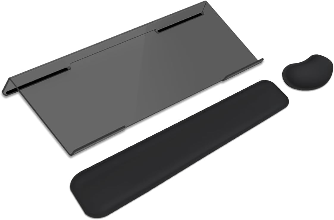Computer Keyboard Wrist Rest Stand Set for Desktop, Keyboard Holder Easy Typing with Wrist Pad for Office, Home, School - Pink