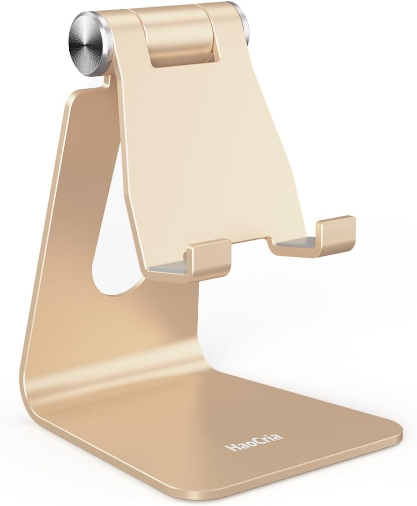Cell Phone Stand for Desk- Adjustable Phone Stand Holder, Cradle, Dock, Desktop Stand for iPhone 17 16, 15, 14, Plus, Pro, Pro Max, 13 12 X XS,4-8" Phones, Office Accessories (Rose Gold)