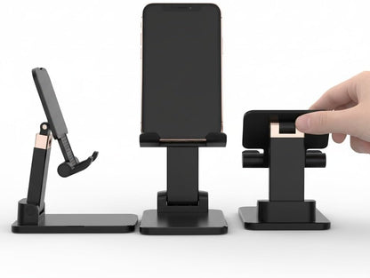 Adjustable Phone & Tablet Stand for Desk, Foldable Holder with Stable Base and Non-Slip Design, Compatible with iPhone, Android Phones and Tablets