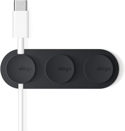 elago Magnetic Cable Management Buttons, Magnetic Cable Holder, Organize 3 Cables, Powerful Magnets, Reusable Sticker Attaches to Surface, Desk Organization (Black)