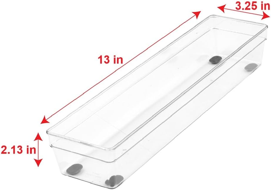 Glad Drawer Organizer Bin, 15x9 - Divided Clear Plastic Storage Tray for Junk Drawers, Kitchen Utensils, Bathroom Vanity, and Organizing Pantry - BPA Free, Food Safe, Non Slip