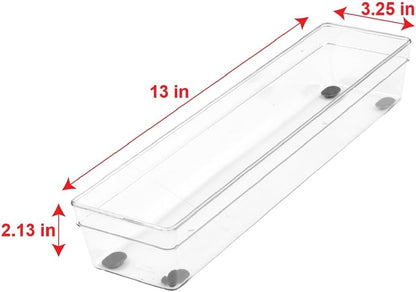 Glad Drawer Organizer Bin, 15x9 - Divided Clear Plastic Storage Tray for Junk Drawers, Kitchen Utensils, Bathroom Vanity, and Organizing Pantry - BPA Free, Food Safe, Non Slip
