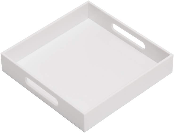 KEVLANG Clear Sturdy Acrylic Serving Tray with Handles-12x16Inch-Serving Coffee,Appetizer,Breakfast,Butler-Kitchen Countertop -Makeup Drawer Organizer-Vanity Table -Ottoman
