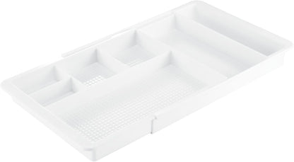 mDesign Expandable Plastic Drawer Organizer and Storage Container for Office Supplies - Gel Pen Pencil, Marker, Stationary, Desk Supply Holder for Drawers and Desktop - Lumiere Collection - Light Gray