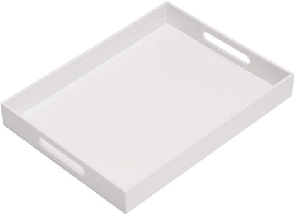 KEVLANG Clear Sturdy Acrylic Serving Tray with Handles-12x16Inch-Serving Coffee,Appetizer,Breakfast,Butler-Kitchen Countertop -Makeup Drawer Organizer-Vanity Table -Ottoman