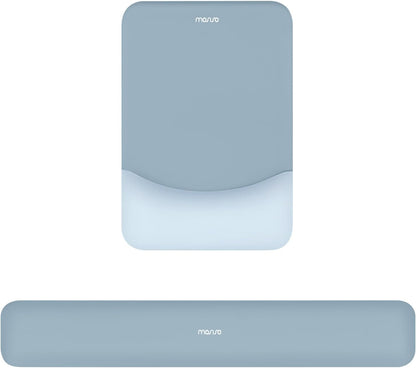 MOSISO Wrist Rest Support for Mouse Pad&Keyboard Set, Rectangular Ergonomic Mousepad Non-Slip Base Home/Office Pain Relief&Easy Typing Pad with Neoprene Cloth&Raised Silicone Lining, Green