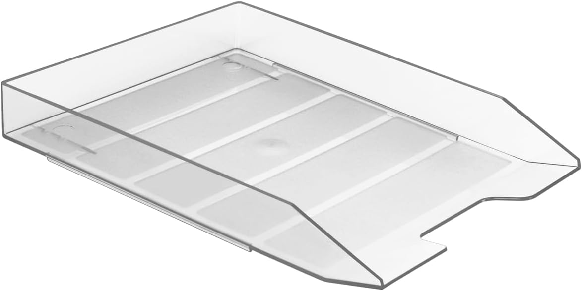 Acrimet Stackable Letter Tray Front Load, Letter Size, Stacking Document Desk Office Paper Organizer, Plastic, Clear Crystal Color, 1 Unit