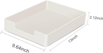 Letter-Size Tray, Desk Drawer Organizer, A4 Plastic Paper Tray, Plastic Paper Holder File Organizer for Office, School, Home Storage (Off-White)