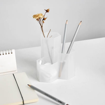 Pencil Organizer Pen Holder for Desk Pens Cup Small Desk Organizer Cute Pen Holder for Office,School and Home (White, 3)