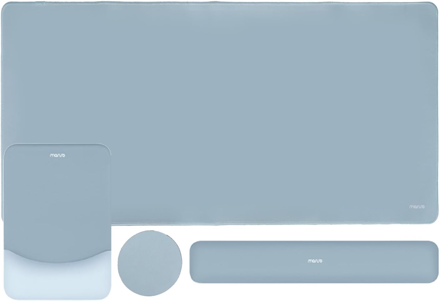 MOSISO Keyboard Mouse Pad Set, Large Gaming Mouse Pad&Rectangular Keyboard Wrist Rest&Mousepad with Wrist Rest&Coaster, Ergonomic Non-Slip&Easy Typing Pad with Curved Silicone Lining, Antique Green
