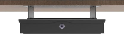 Under Desk Drawer Sliding Out Attachment with Shell, 15.6" x 10" x 5.07" Pull Out Lockable Drawer Storage Organizer with Cable Mangement for Workbench or Standing Desk with High Crosspiece