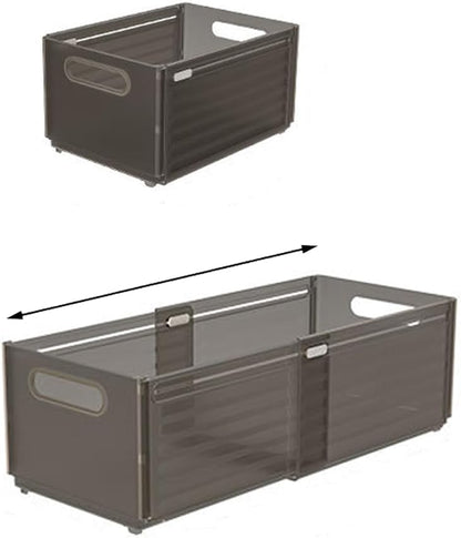 Foldable Storage Bins, 2 Pack Plastic Expandable Boxes for Organizing, Adjustable from 11-18.8" Drawer Organizers Separators Dividers for Bedroom Kitchen Utensils Tools Closet, Small