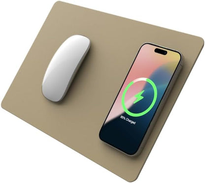 POUT H3 Wireless Charging Mouse Pad – Qi-Enabled Fast Charger Built into Sleek Desk Mat, Compatible with Phones, Earbuds & More(Dust Gray)