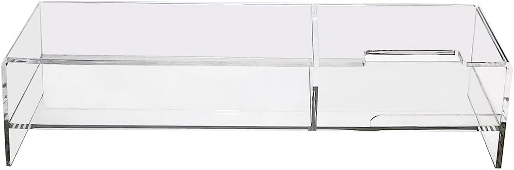 pbf PHOTO BOOTH FRAMES Clear Acrylic Monitor Stand Riser, Computer Screen Desktop Organizer, Ergonomic Display Shelf (Clear)