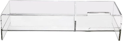pbf PHOTO BOOTH FRAMES Clear Acrylic Monitor Stand Riser, Computer Screen Desktop Organizer, Ergonomic Display Shelf (Clear)