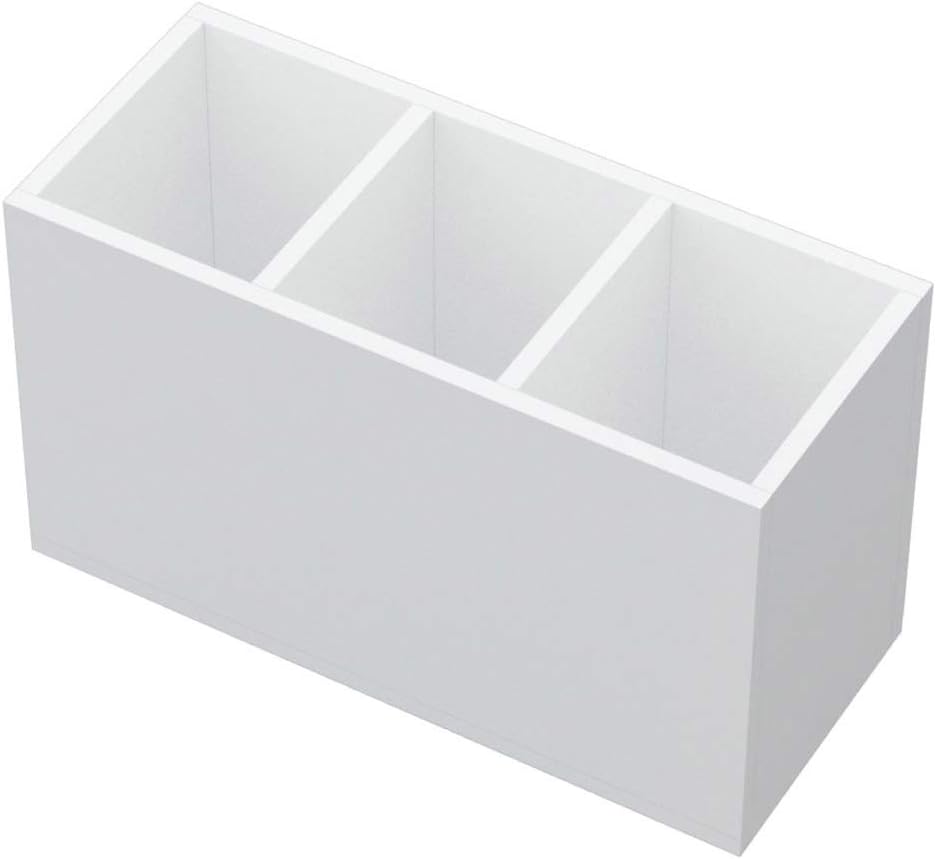 NIUBEE Acrylic Pen Holder 4 Compartments, Clear Pencil Organizer Cup for Countertop Desk Accessory Storage