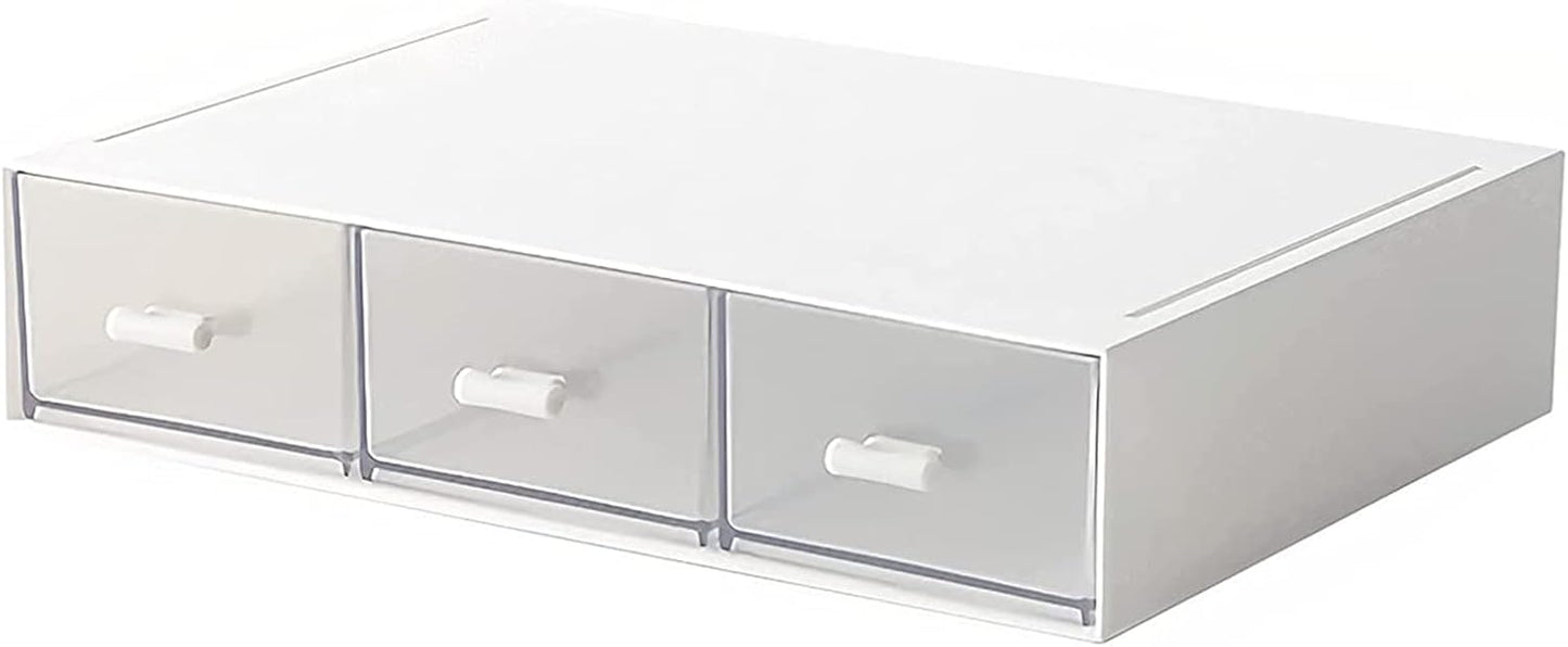 Desk Organizer with Drawers Stackable Storage Drawers, Plastic Compact Desk Storage Box Great for Office School Home Small Space- 1drawers (White)
