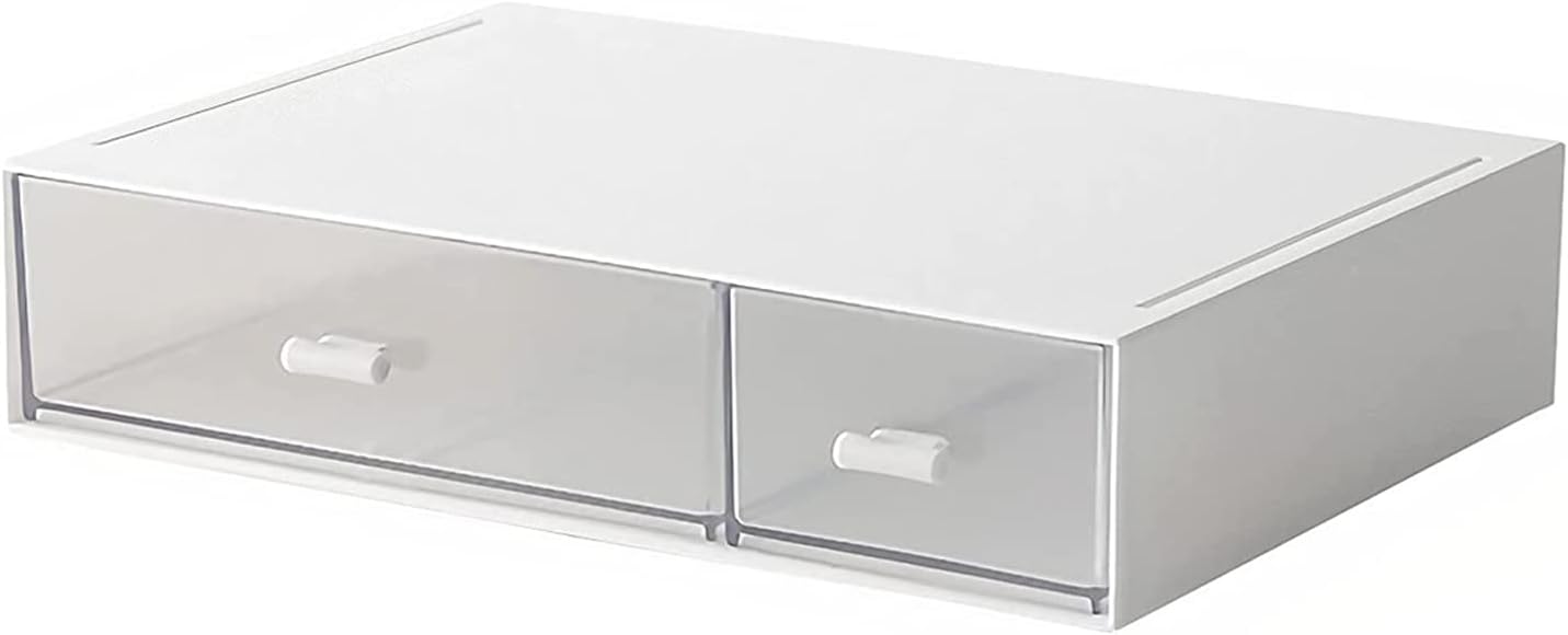 Desk Organizer with Drawers Stackable Storage Drawers, Plastic Compact Desk Storage Box Great for Office School Home Small Space- 1drawers (White)