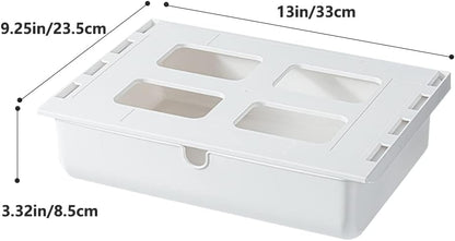 Under Desk Drawer, 2 Pack Large and Medium Hidden Self-Adhesive Under Desk Organisers for Storage of Cutlery, Office Supplies, Stationery and Cosmetics (White-2)