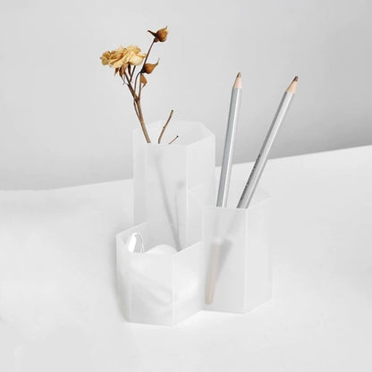 Pencil Organizer Pen Holder for Desk Pens Cup Small Desk Organizer Cute Pen Holder for Office,School and Home (White, 3)