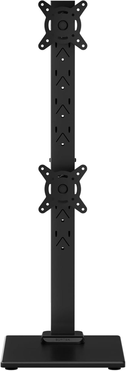 Suptek Single LCD Computer Monitor Free-Standing Desk Stand Mount Riser for 13 Inch to 43 Inch Screen with Swivel, Height Adjustable, Rotation, 50, 75, 100mm VESA Base Stand, Black
