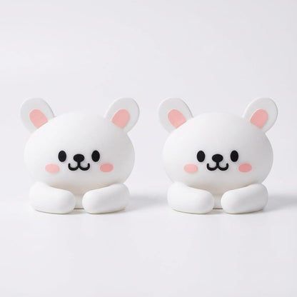 2PCS Cute Animal Cable Clips, Silicone Desk Organizer (2.8x2.7x1.6cm) - Adhesive Cord Holders for Phone/Laptop Chargers, Office Home Desktop Accessories (2pcs Rabbit)